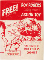 "ROY ROGERS COOKIES WILD WEST ACTION TOY" STORE SIGN & PREMIUM PUNCH-OUT CARD.