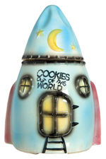 “COOKIES OUT OF THIS WORLD” ROCKETSHIP COOKIE JAR.