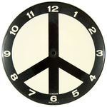 PEACE SIGN 9" BUTTON-LIKE CLOCKFACE C. 1972