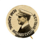 "REAR ADMIRAL RICHARD EVELYN BYRD, U.S.N." BUTTON WITH BACKPAPER FROM "SEMLER SINEMA SERVICE."