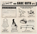 "BABE RUTH GIFTS" PREMIUM FOLDER FROM QUAKER CEREALS.