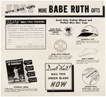 "BABE RUTH GIFTS" PREMIUM FOLDER FROM QUAKER CEREALS.