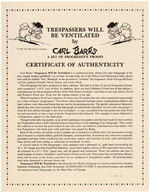 CARL BARKS "TRESPASSERS WILL BE VENTILATED" LITHOGRAPH PROGRESSIVE PROOF SET.