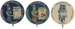 THREE EARLIEST BUTTONS WITH UNCLE SAM PROMOTING "SPORTING LIFE" NEWSPAPER.