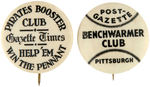 PITTSBURGH PIRATES PAIR OF CIRCA 1930s BOOSTER BUTTONS.