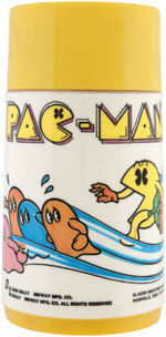 "PAC-MAN" UNUSED METAL LUNCHBOX WITH THERMOS.