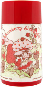 "STRAWBERRY SHORTCAKE" METAL LUNCHBOX PAIR WITH THERMOSES.