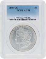 MORGAN 1890 SILVER DOLLAR PCGS AU58.