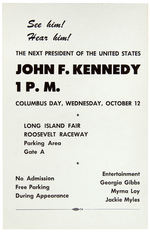 JFK 1960 CAMPAIGN LONG ISLAND SPEECH HANDBILL