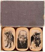 WWII BOXED “PICTORIAL SOAP” TRIO WITH CHURCHILL, HITLER, AND MUSSOLINI.