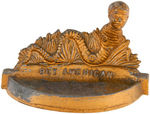 HITLER AS SNAKE IN THE GRASS “BUY AMERICAN” PAINTED CAST METAL ASHTRAY.