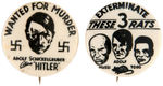 RARE SIZES OF TWO CLASSIC ANTI-AXIS WORLD WAR II BUTTONS.