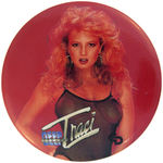 TRACI LORDS "DEEP INSIDE TRACI" ADULT VIDEO PROMO BUTTON.