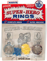 "MARVEL SUPER-HERO RINGS" ON STORE CARD/BAG.