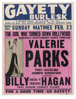 "GAYETY BURLESK - VALERIE PARKS" BURLESQUE WINDOW CARD.