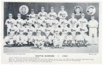 “SEATTLE RAINIERS 1957" SOUVENIR PHOTO W/MAURY WILLS/MANAGER LEFTY O’DOUL & TEAM.