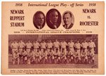 NEWARK BEARS VS. ROCHESTER RED WINGS 1938 PLAY-OFF SERIES PROGRAM FOLDER W/HOF'ERS WEISS/RUPPERT.