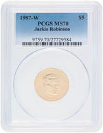 "JACKIE ROBINSON 50th ANNIVERSARY" COMMEMORATIVE GOLD COIN 1997-W PCGS MS70.