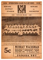 NEWARK BEARS VS. ROCHESTER RED WINGS 1939 PLAY-OFF PROGRAM FOLDER.