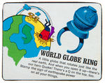 "QUAKE WORLD GLOBE RING" SEALED PLUS CARD CUT FROM CEREAL BOX.