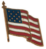 CAPTAIN MIDNIGHT AMERICAN FLAG LOYALTY SCARCE PIN WITH RARE "PLEDGE" PAPER.