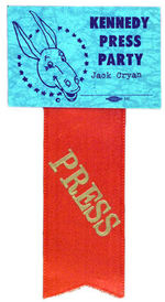 “KENNEDY PRESS PARTY” RIBBON BADGE.