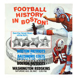 1967 "FOOTBALL HISTORY IN BOSTON!" PATRIOTS/COLTS/REDSKINS AFL-NFL POSTER.