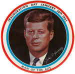 JOHN F. KENNEDY INAUGURATION DAY BIG 6" BUTTON.