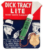 "DICK TRACY LITE" EXTREMELY RARE ORIGINAL CARD PLUS THREE FLASHLIGHT COLOR VARIETIES.