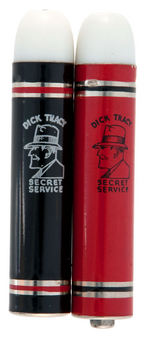 "DICK TRACY LITE" EXTREMELY RARE ORIGINAL CARD PLUS THREE FLASHLIGHT COLOR VARIETIES.