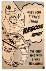 "FLYING TIGER RESCUE RING" CANDY BAR PREMIUM WITH MAILER AND INSTRUCTION FOLDER.