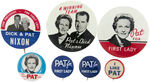 SEVEN BUTTONS FEATURING PAT NIXON.