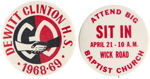 PAIR OF CIVIL RIGHTS BUTTONS DeWITT CLINTON HIGH SCHOOL AND "ATTEND BIG SIT-IN".