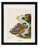 JACK DAVIS "HIGH-TECH FISHING HERESY" FRAMED CARTOON ORIGINAL ART.