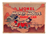 "LIONEL MICKEY MOUSE HAND CAR" CLASSIC WINDUP TOY WITH BOX.