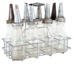 “ATLANTIC” OIL BOTTLES SET OF EIGHT WITH CARRIER.