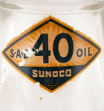 “SUNOCO” LOT OF SEVEN OIL BOTTLES WITH CARRIER.