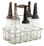 “JAY B. RHODES” OIL BOTTLES LOT OF FIVE VARIETIES WITH CARRIER.