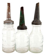 “JAY B. RHODES” OIL BOTTLES LOT OF FIVE VARIETIES WITH CARRIER.