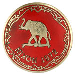 "NIXON 1972" UNUSUAL ENAMEL ON DOMED SILVER LUSTER BAR PIN.