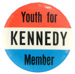 "YOUTH FOR KENNEDY MEMBER" SCARCE 1960 BUTTON.