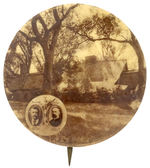 ROOSEVELT 1904 JUGATE BUTTON PICTURED ON 1904 FAIRBANKS HOME COMING BUTTON.