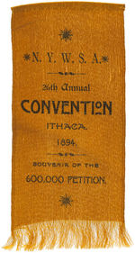 SCARCE EARLY NEW YORK WOMAN'S SUFFRAGE CONVENTION RIBBON FROM 1894