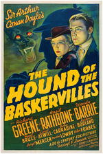 SHERLOCK HOLMES "THE HOUND OF THE BASKERVILLES" LINEN-MOUNTED MOVIE POSTER.