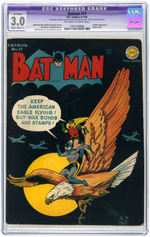 "BATMAN" #17 JUNE-JULY 1943 CGC RESTORED APPARENT 3.0 SLIGHT/MOD. (C-) GOOD/VG.