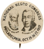 "NATIONAL NEGRO CONGRESS" 1937 RARE BUTTON.