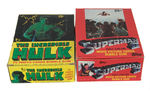 "THE INCREDIBLE HULK/SUPERMAN II" FULL GUM CARD DISPLAY BOXES.