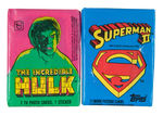 "THE INCREDIBLE HULK/SUPERMAN II" FULL GUM CARD DISPLAY BOXES.