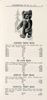 "KNICKERBOCKER TOY CO. 1935 PRICE LIST" RETAILER'S CATALOG WITH DISNEY CONTENT.