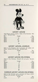 "KNICKERBOCKER TOY CO. 1935 PRICE LIST" RETAILER'S CATALOG WITH DISNEY CONTENT.